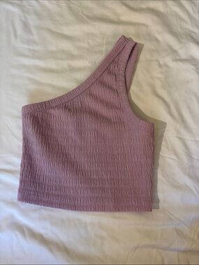 American Eagle Outfitters Lilac One-Shoulder Ribbed Crop Top